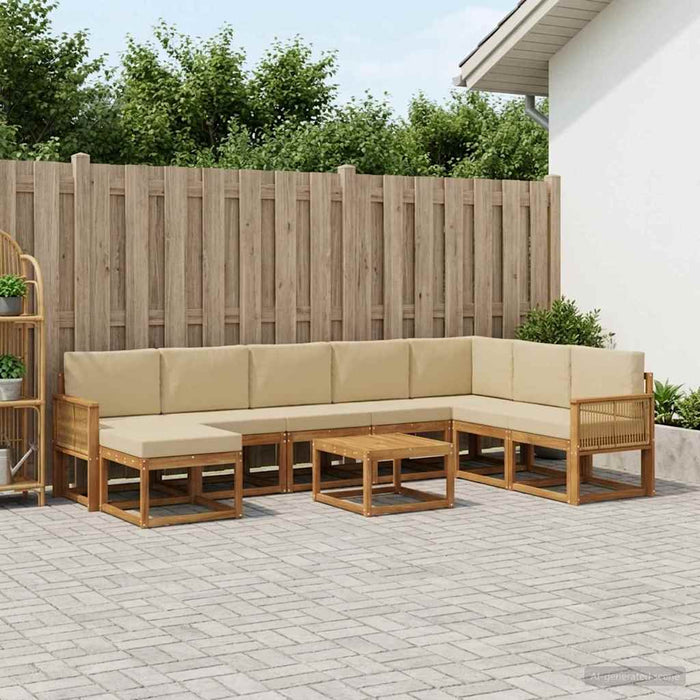 Set de canapele de exterior cu pernă 9 pcs Natural și Bej WALTI