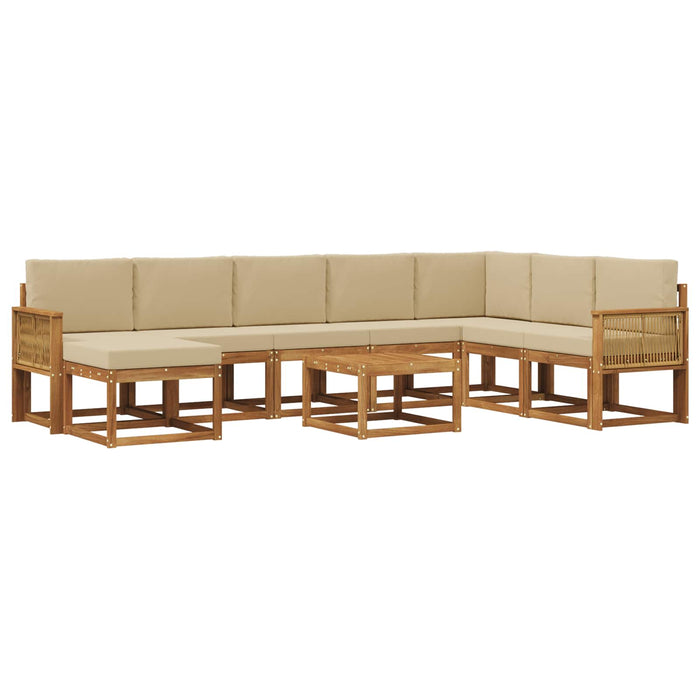 Set de canapele de exterior cu pernă 9 pcs Natural și Bej WALTI