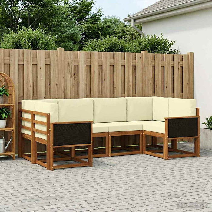 Set de canapele de exterior cu pernă 6 pcs Natural și Crem WALTI