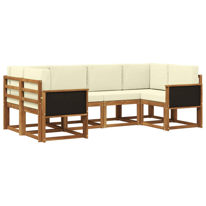 Set de canapele de exterior cu pernă 6 pcs Natural și Crem WALTI