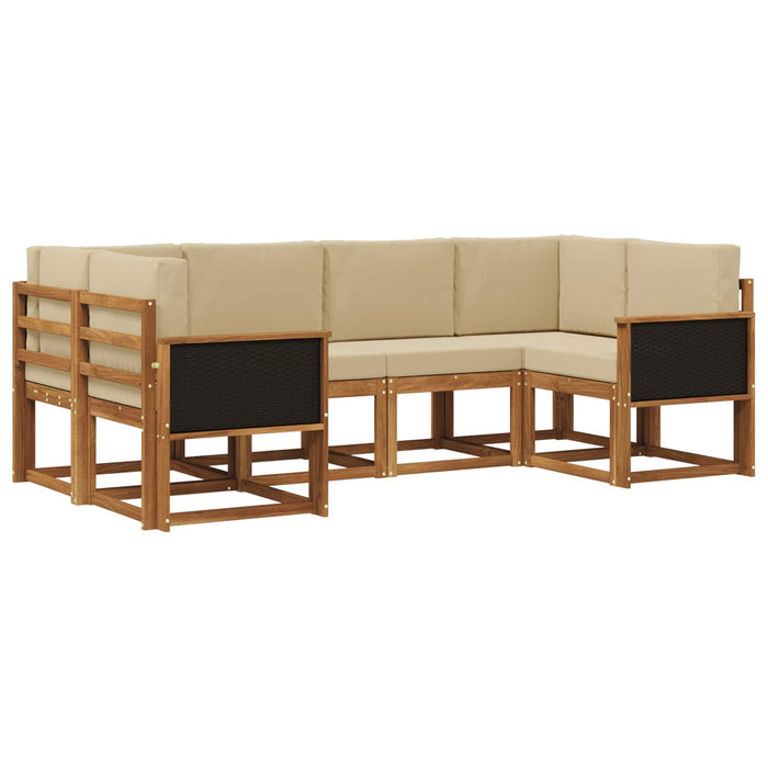 Set de canapele de exterior cu pernă 6 pcs Natural și Bej WALTI
