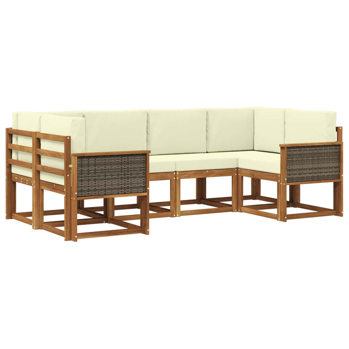 Set de canapele de exterior cu pernă 6 pcs Natural și Crem WALTI