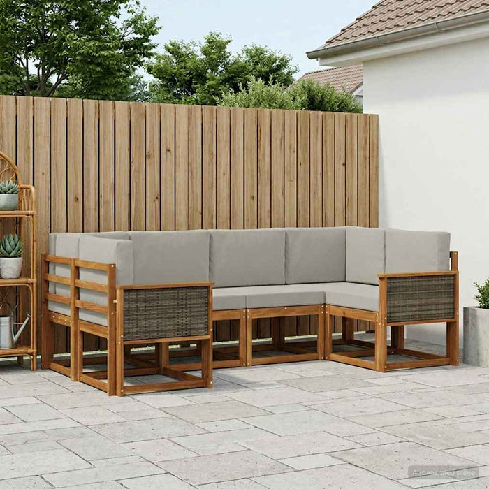Set de canapele de exterior 6 pcs Natural și gri deschis WALTI