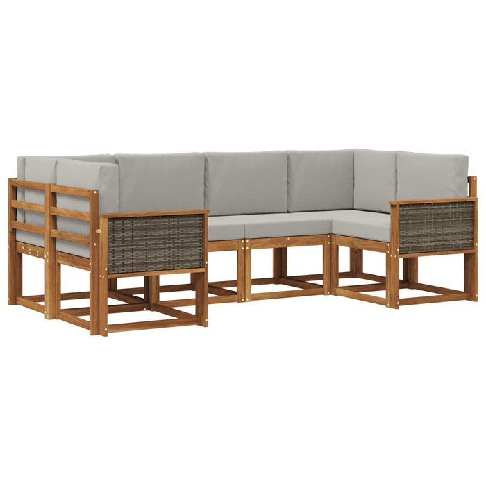 Set de canapele de exterior 6 pcs Natural și gri deschis WALTI