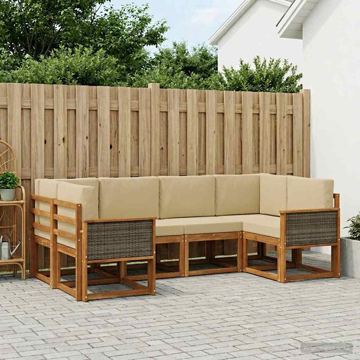 Set de canapele de exterior cu pernă 6 pcs Natural și Bej WALTI