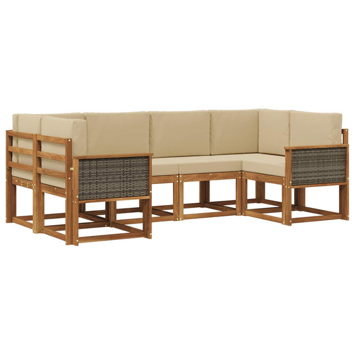 Set de canapele de exterior cu pernă 6 pcs Natural și Bej WALTI