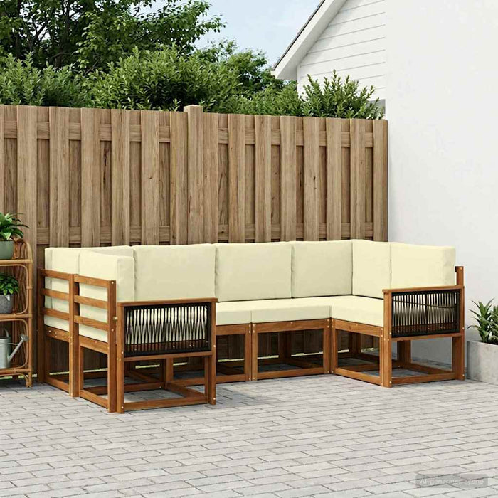 Set de canapele de exterior cu pernă 6 pcs Natural și Crem WALTI
