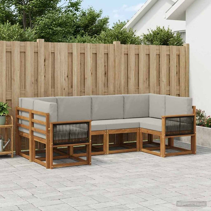 Set de canapele de exterior 6 pcs Natural și gri deschis WALTI