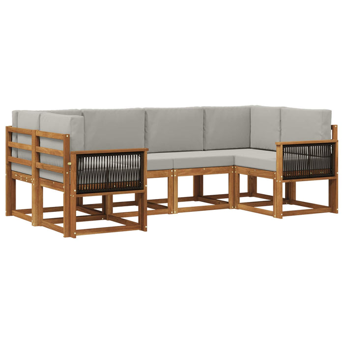 Set de canapele de exterior 6 pcs Natural și gri deschis WALTI