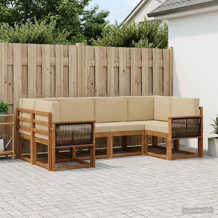 Set de canapele de exterior cu pernă 6 pcs Natural și Bej WALTI
