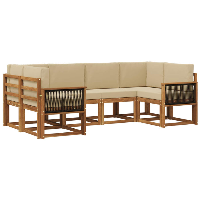 Set de canapele de exterior cu pernă 6 pcs Natural și Bej WALTI