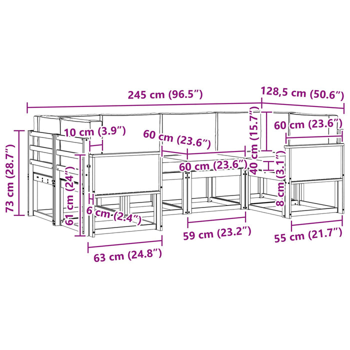 Set de canapele de exterior cu pernă 6 pcs Natural și Bej WALTI