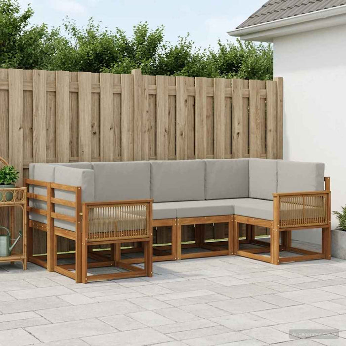 Set de canapele de exterior 6 pcs Natural și gri deschis WALTI
