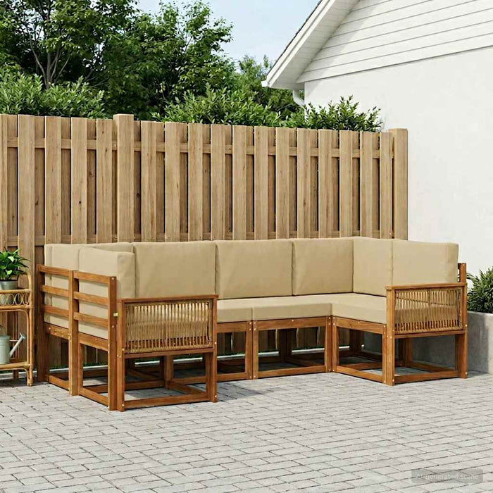 Set de canapele de exterior cu pernă 6 pcs Natural și Bej WALTI