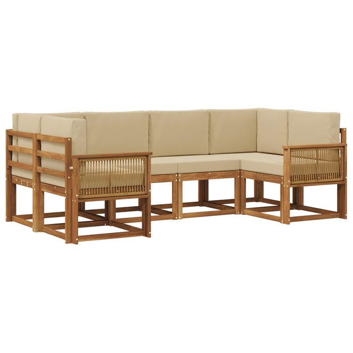 Set de canapele de exterior cu pernă 6 pcs Natural și Bej WALTI