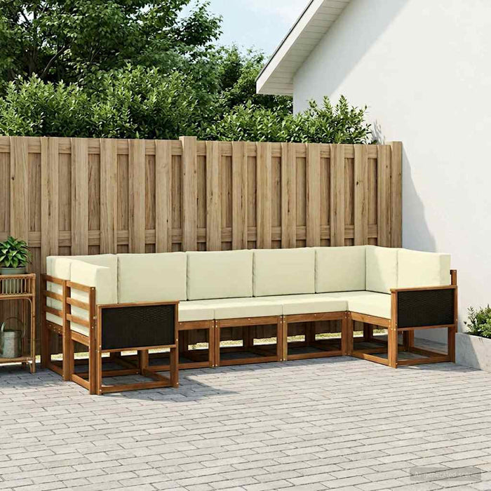 Set de canapele de exterior cu pernă 7 pcs Natural și Crem WALTI