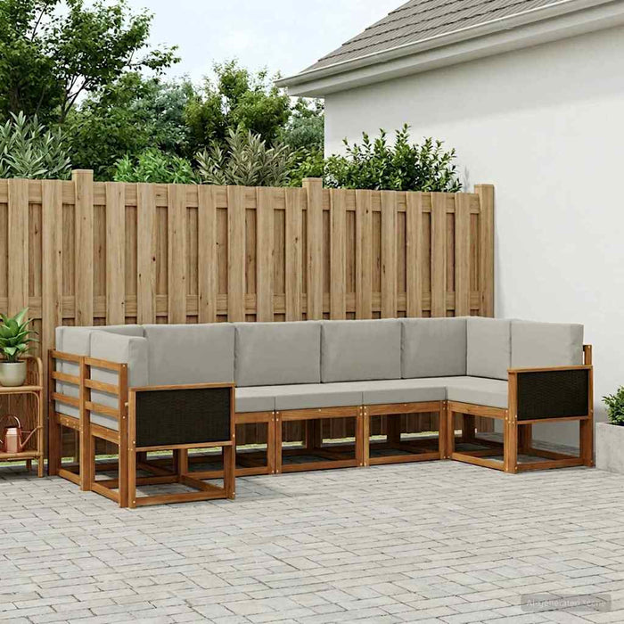 Set de canapele de exterior 7 pcs Natural și gri deschis WALTI