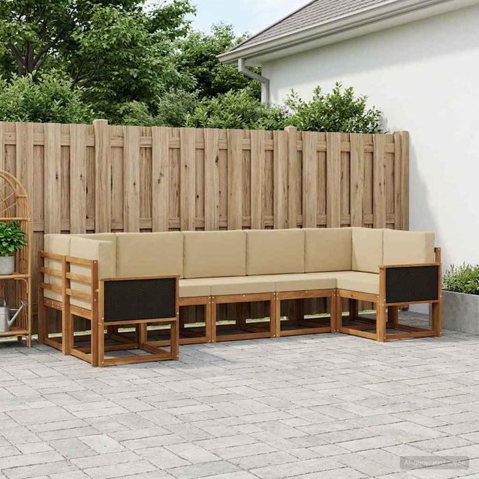 Set de canapele de exterior cu pernă 7 pcs Natural și Bej WALTI