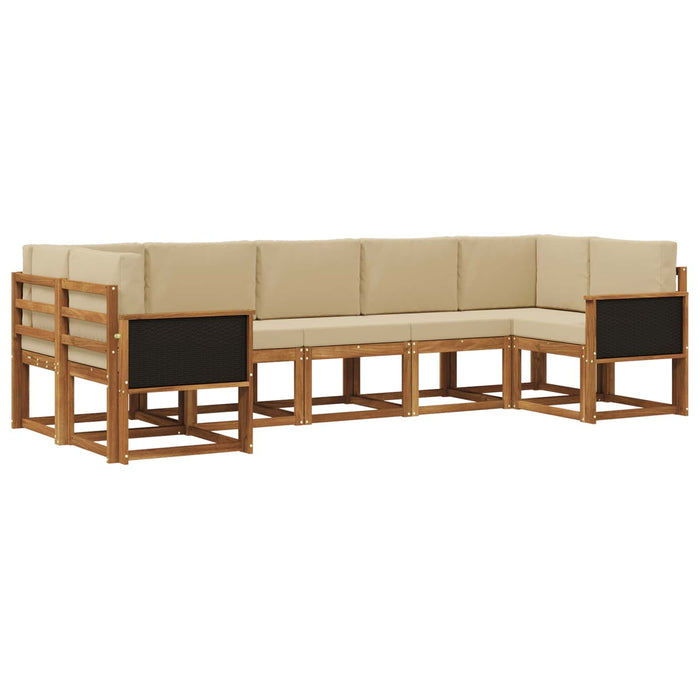 Set de canapele de exterior cu pernă 7 pcs Natural și Bej WALTI