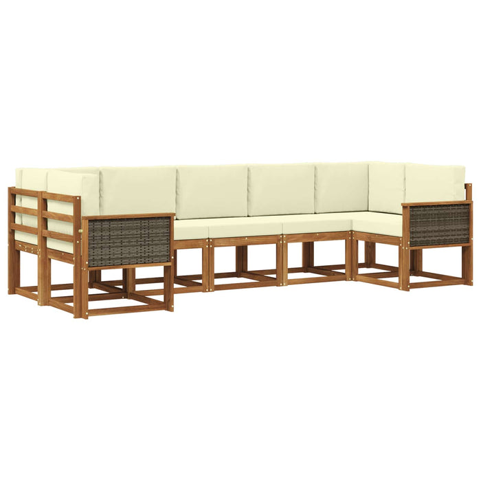Set de canapele de exterior cu pernă 7 pcs Natural și Crem WALTI