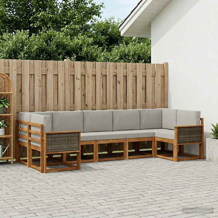 Set de canapele de exterior 7 pcs Natural și gri deschis WALTI