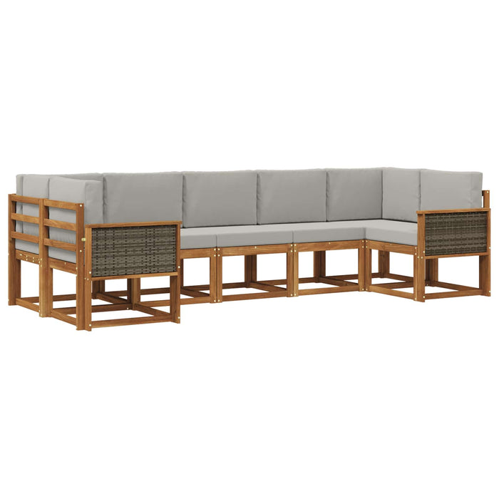 Set de canapele de exterior 7 pcs Natural și gri deschis WALTI