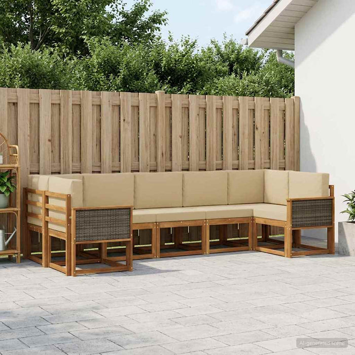 Set de canapele de exterior cu pernă 7 pcs Natural și Bej WALTI