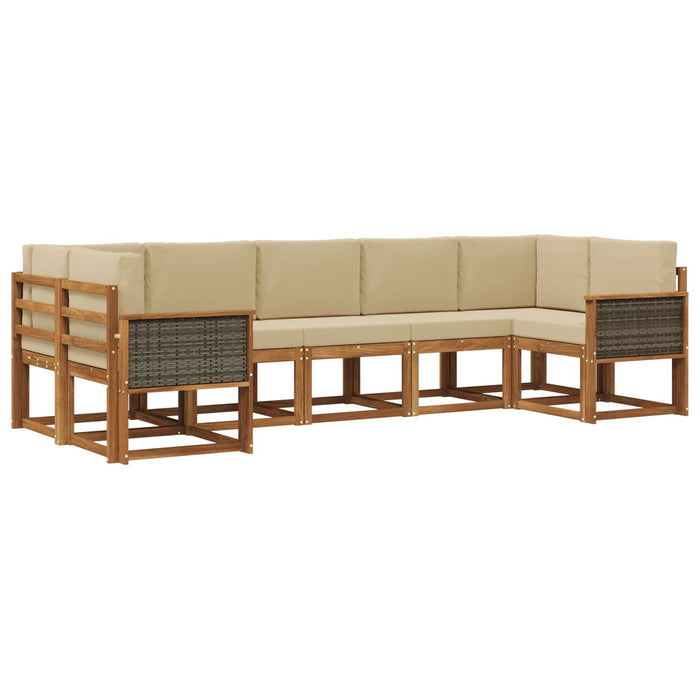 Set de canapele de exterior cu pernă 7 pcs Natural și Bej WALTI