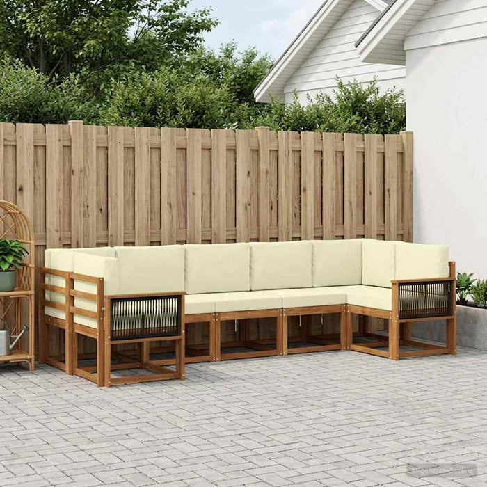 Set de canapele de exterior cu pernă 7 pcs Natural și Crem WALTI