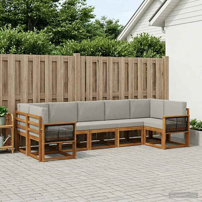 Set de canapele de exterior 7 pcs Natural și gri deschis WALTI