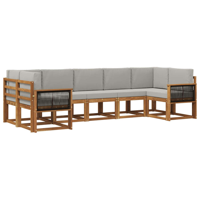 Set de canapele de exterior 7 pcs Natural și gri deschis WALTI