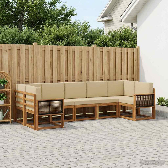 Set de canapele de exterior cu pernă 7 pcs Natural și Bej - WALTI WALTI