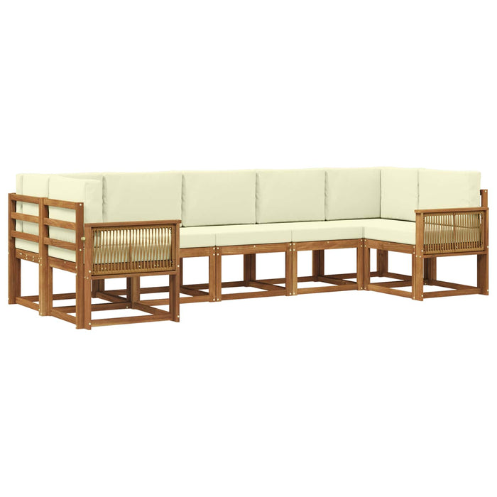 Set de canapele de exterior cu pernă 7 pcs Natural și Crem WALTI