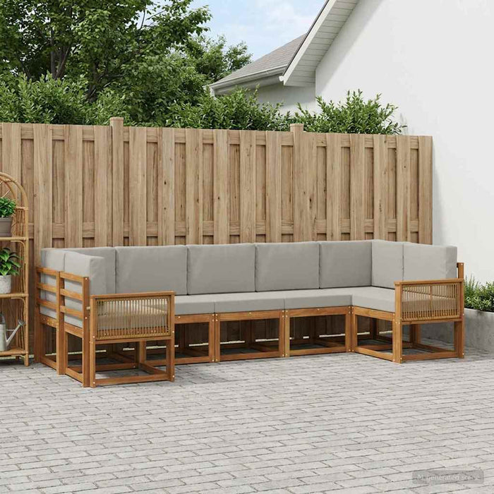 Set de canapele de exterior 7 pcs Natural și gri deschis WALTI