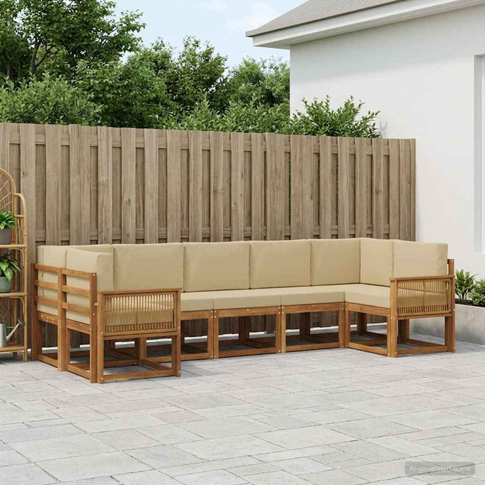 Set de canapele de exterior cu pernă 7 pcs Natural și Bej WALTI