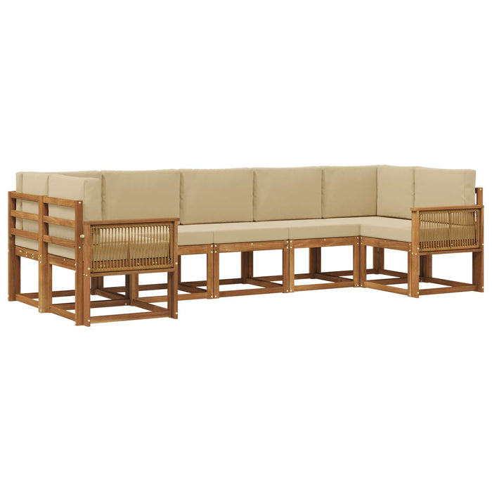 Set de canapele de exterior cu pernă 7 pcs Natural și Bej WALTI