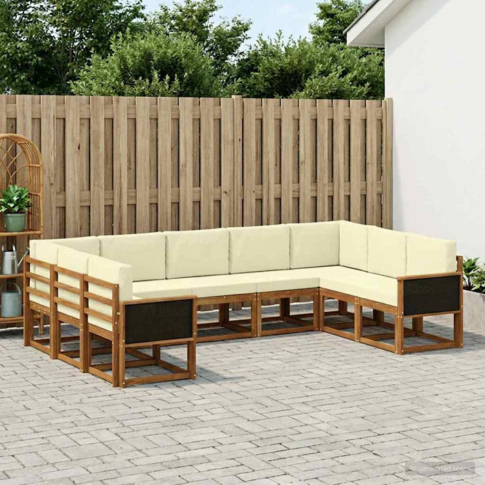 Set de canapele de exterior cu pernă 9 pcs Natural și Crem WALTI
