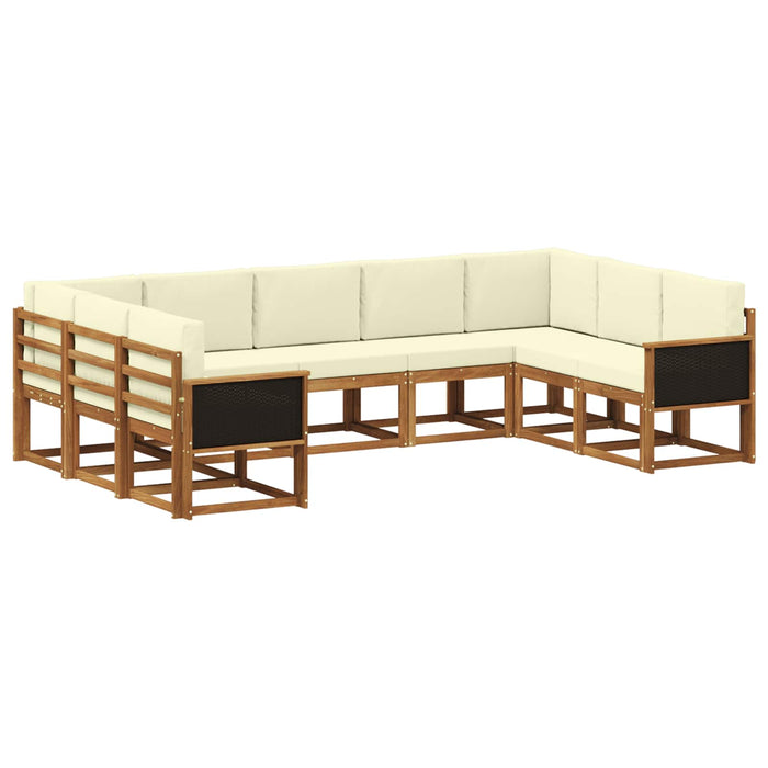 Set de canapele de exterior cu pernă 9 pcs Natural și Crem WALTI