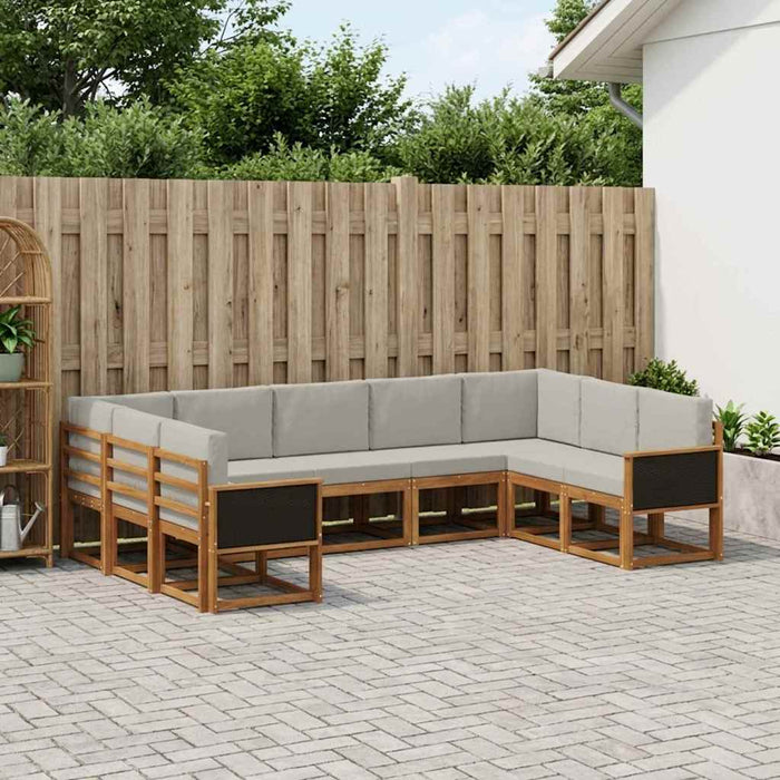 Set de canapele de exterior 9 pcs Natural și gri deschis WALTI