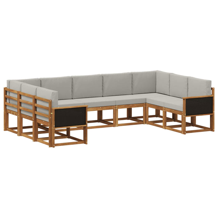 Set de canapele de exterior 9 pcs Natural și gri deschis WALTI