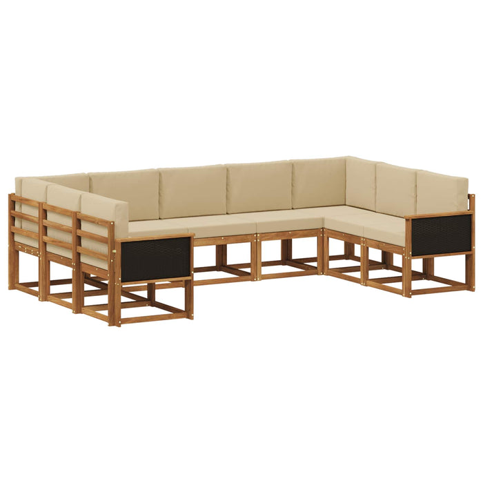 Set de canapele de exterior cu pernă 9 pcs Natural și Bej WALTI