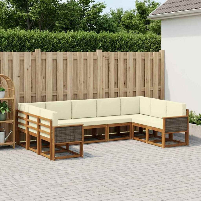 Set de canapele de exterior cu pernă 9 pcs Natural și Crem WALTI