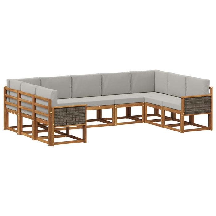 Set de canapele de exterior 9 pcs Natural și gri deschis WALTI