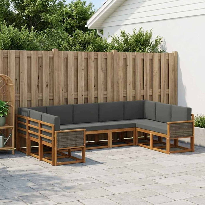Set de canapele de exterior cu pernă 9 pcs Natural și Antracit WALTI