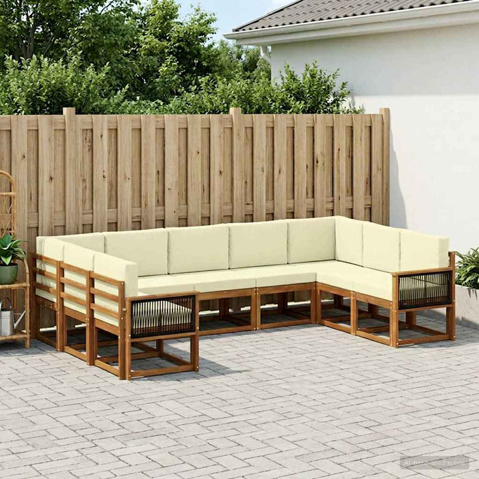 Set de canapele de exterior cu pernă 9 pcs Natural și Crem WALTI