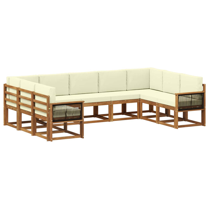 Set de canapele de exterior cu pernă 9 pcs Natural și Crem WALTI