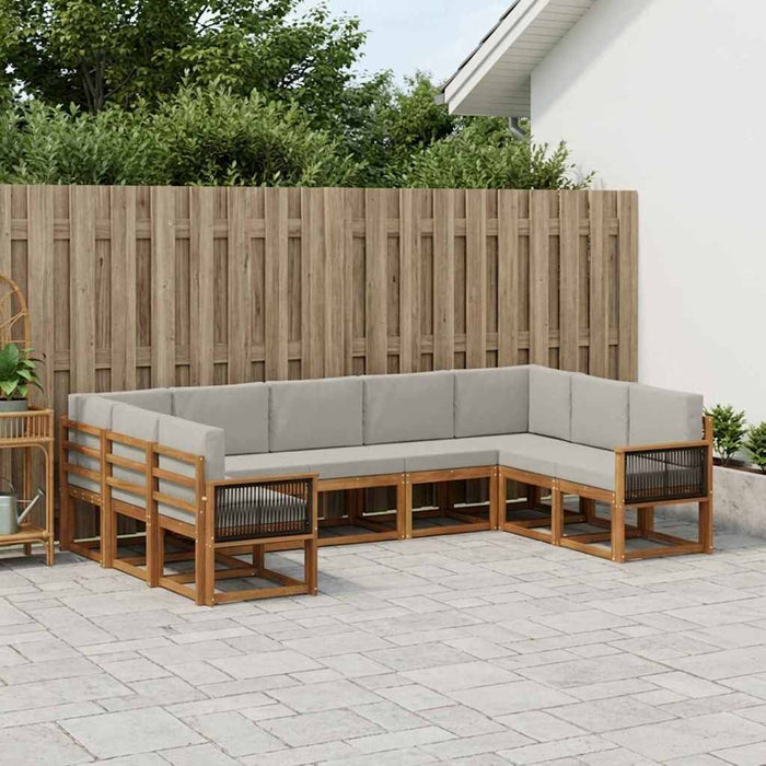 Set de canapele de exterior 9 pcs Natural și gri deschis WALTI