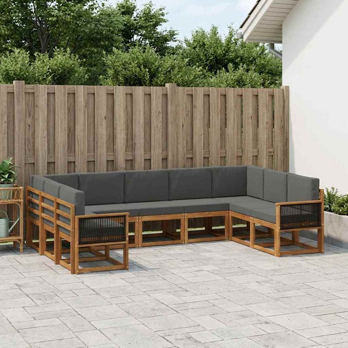 Set de canapele de exterior cu pernă 9 pcs Natural și Antracit WALTI