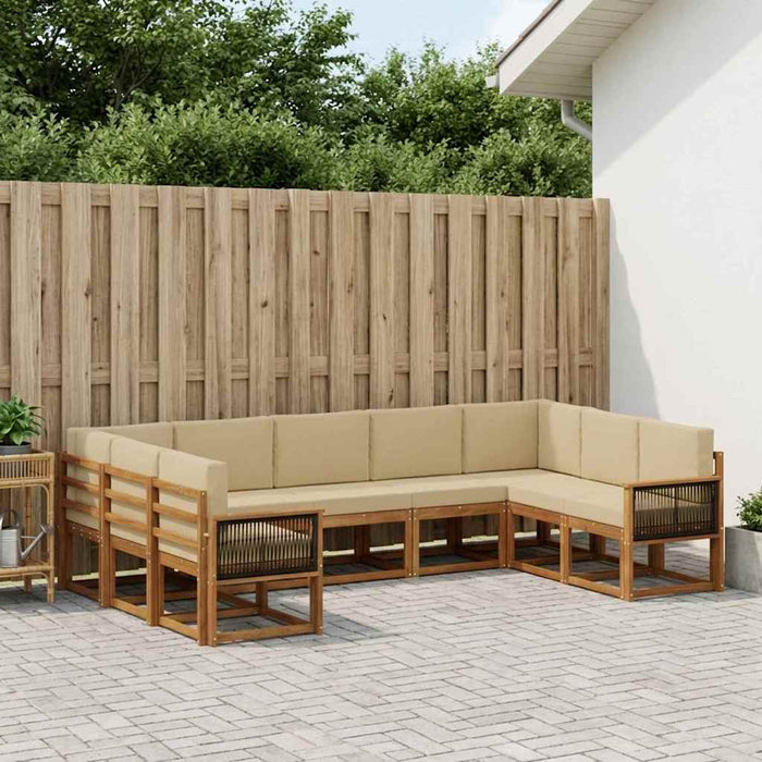 Set de canapele de exterior cu pernă 9 pcs Natural și Bej WALTI