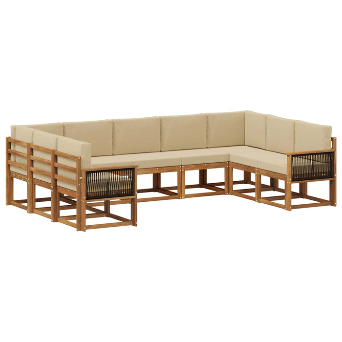 Set de canapele de exterior cu pernă 9 pcs Natural și Bej WALTI